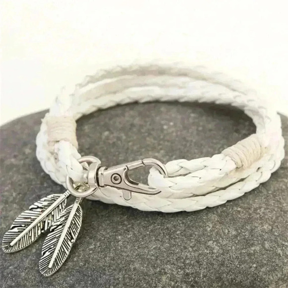 No Brand Jewelry - Leather Wrap Braided Wristband Bracelet Bangle